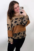 Colorblock Patchwork V-Neck Loose Sleeve Knit Top